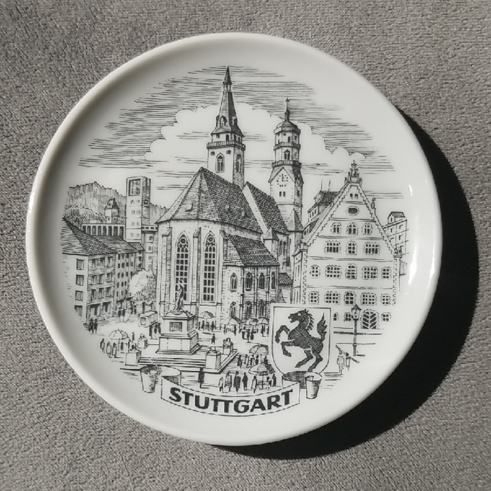 Stuttgart Black and White Decorative Plate